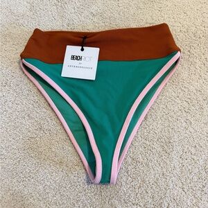 Beach Riot Colorblock Bikini Bottom in Teal and Rust